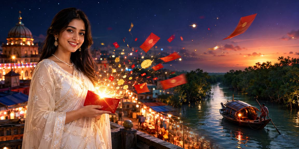 সুন্দরবনের পটভূমিতে রেড এনভেলপ বোনাস নিচ্ছেন বাংলাদেশি ব্যবহারকারী